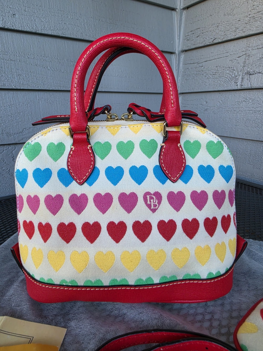 Dooney & Bourke Vintage Multicolor Heart Print Crossbody & Wristlet - Picture 7 of 16